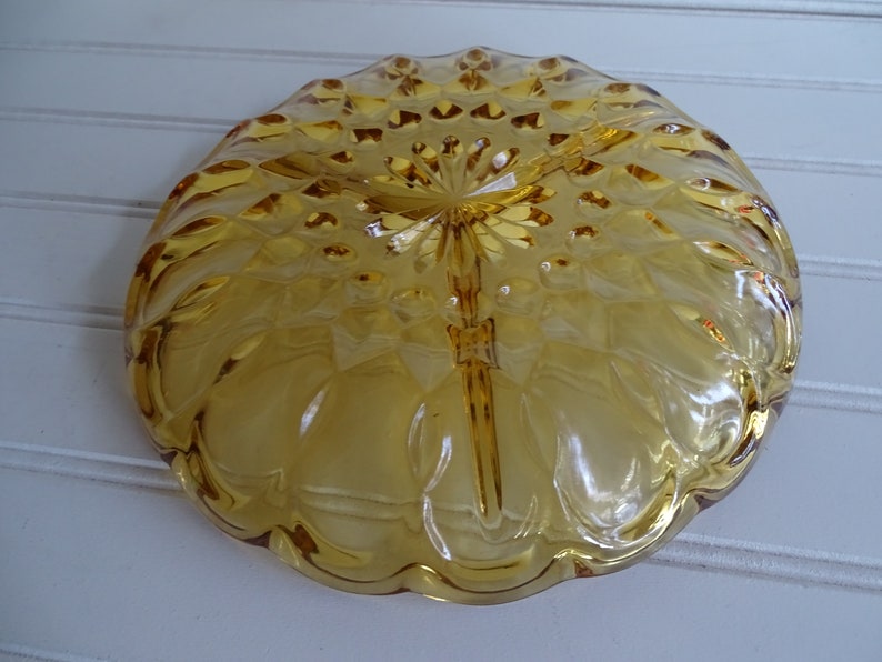 Vintage Gold Glass Candy Dish Honey Amber Sectioned Serving Etsy