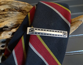 Vintage Swank Tie Bar, Silver & Black Necktie Clip, Handsome Silver Dotted Tie Holder, Men's Suit Jewelry, 1980's Fashion Style