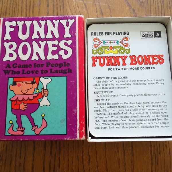 Vintage 1968 Funny Bones Game, Couples Game Night, Large Card Party Game, Challenging Physical Fun, Mid Century Game, 1960's Hilarious Fun!