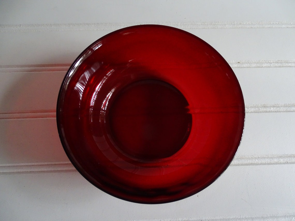 Vintage Red Glass Cereal Bowl 5 1/2 Dessert Dish Ruby Etsy