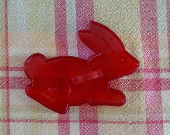 Vintage Red Bunny Cookie Cutter, HRM Hopping Bunny Cooky Cutter, Easter Treat Shape, Holiday Baking, 1960's Made in USA, 3 1/2" Rabbit Shape