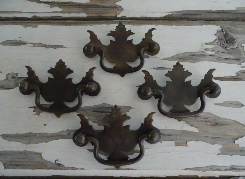 Vintage Metal Drawer Pulls Salvaged Hardware Furniture Image 0