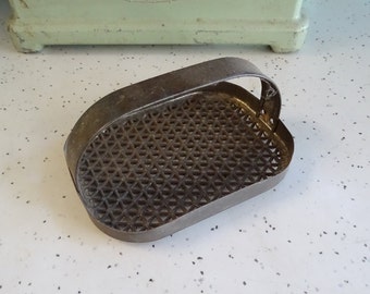 Vintage Metal Hand Grater, Handheld Cheese Grating Tool, Rustic Primitive Kitchen Implement, Triangle Design, Mid Century Cooking Utensil