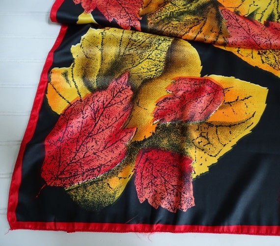 Vintage Leaves Scarf, Colorful Shoulder Wrap, Hug… - image 8