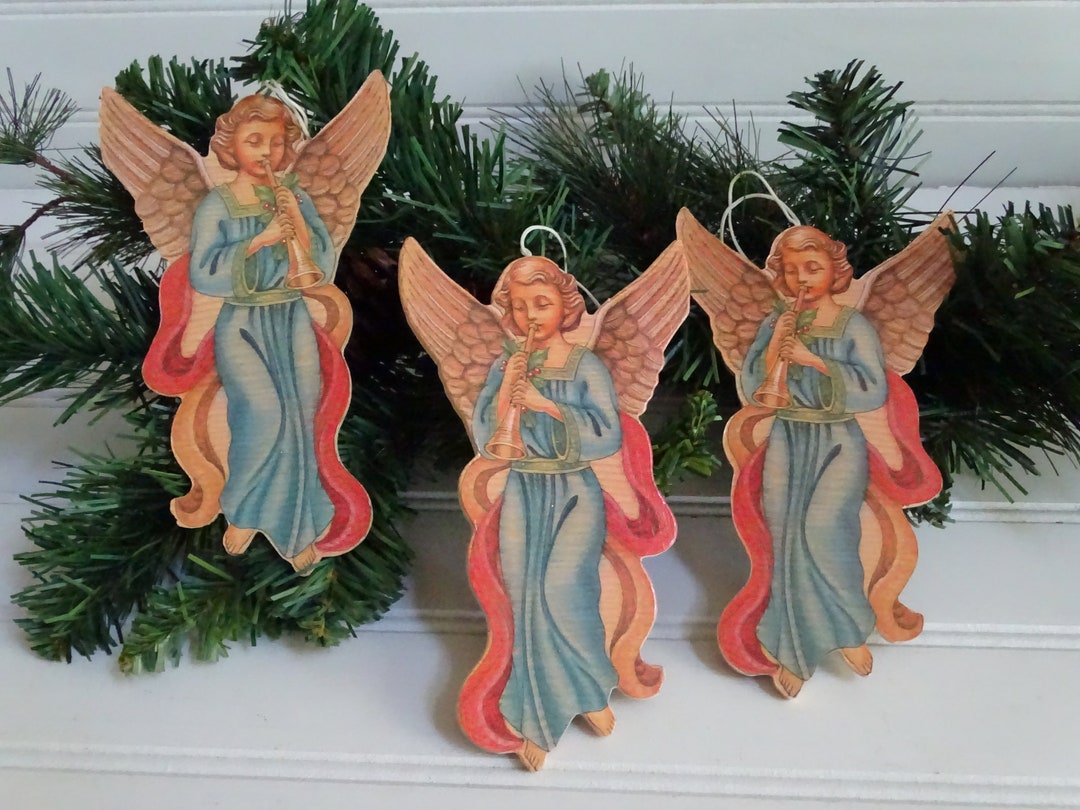 Vintage Angel Ornaments Set of 3 Large Christmas Angels Etsy