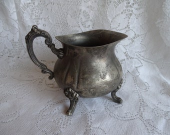 Vintage Towle Silverplate Creamer, Tarnished Patina, Elegant Table Decor, Large Size Metal Creamer, Footed Pouring Serveware
