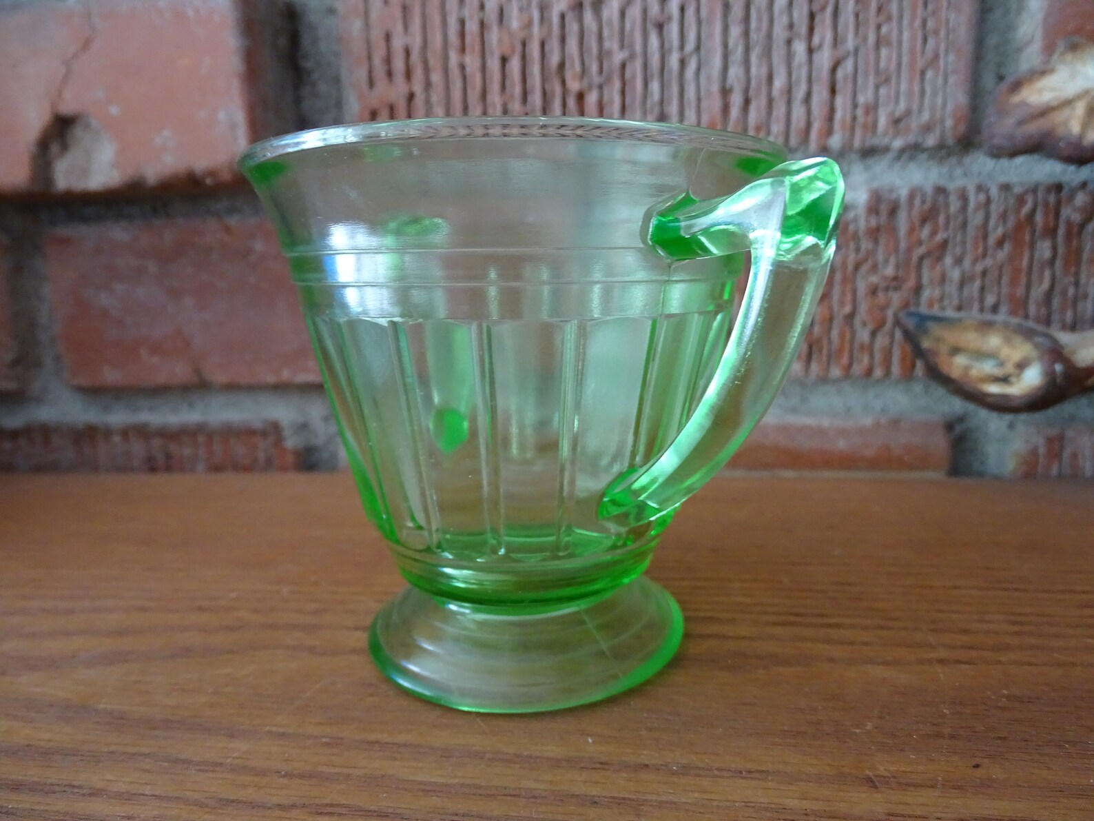 Antique Green Glass Sugar Bowl 1930's Art Deco Open Sugar Etsy