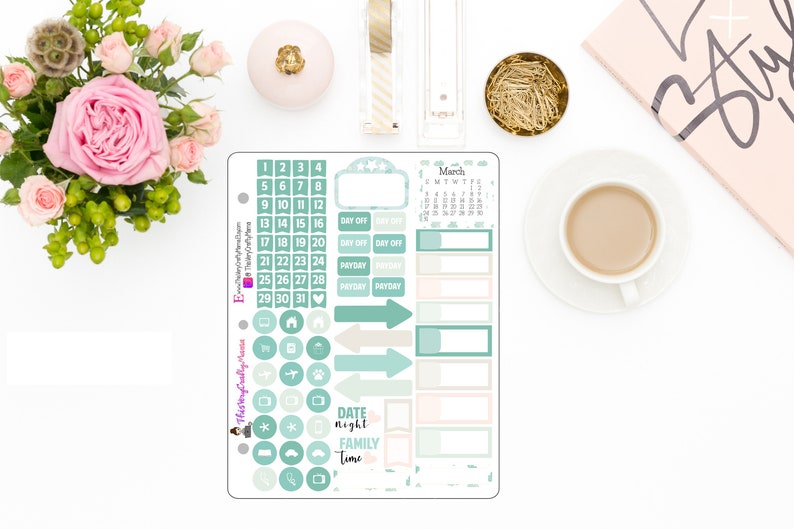 Lucky You March Monthly 2 Page Sticker Kit for Erin Condren Planner