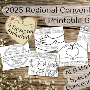 Regalos de la convención especial JW PURE WORSHIP 2025 / Tarjetas para colorear imprimibles - Niños, adultos, familias / Tirana, Albania