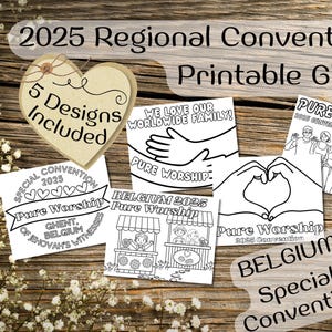 Regalos de la convención especial JW PURE WORSHIP 2025 / Tarjetas para colorear imprimibles - Niños, adultos, familias / Gante, Bélgica