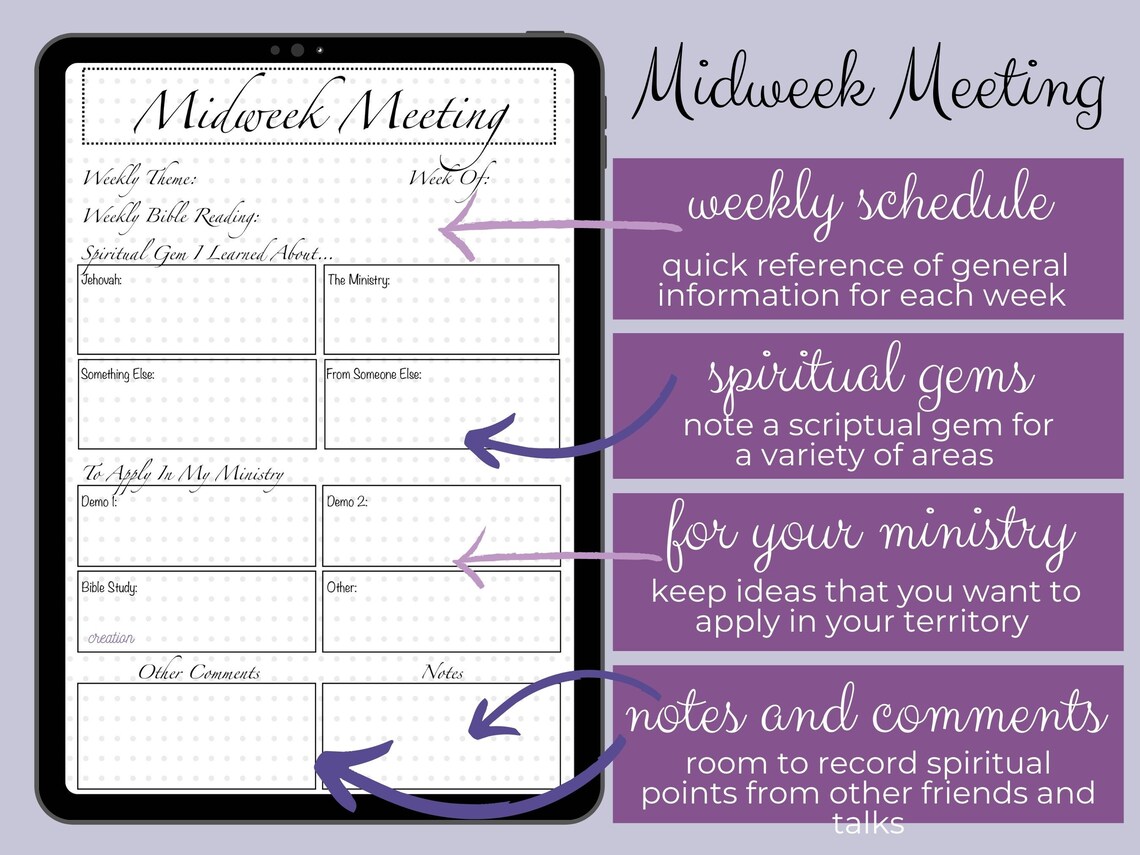 JW Weekly Meeting Sheets Weekend & Midweek Meeting Journal Etsy