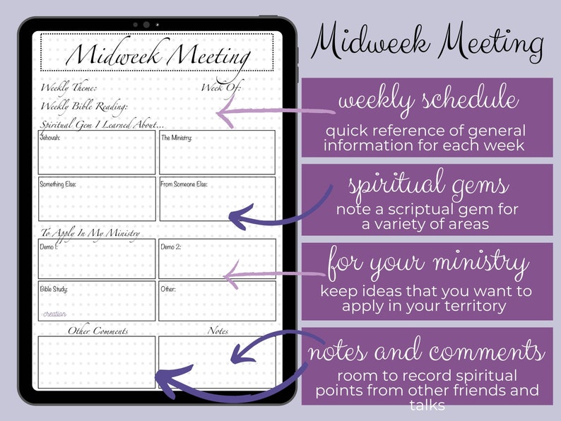 JW Weekly Meeting Sheets Weekend & Midweek Meeting Journal Etsy