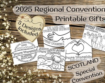 JW Pure Worship 2025 Convention Coloring Cards | Glasgow, Scotland (Printable PDF)