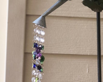 Watering Can Crystal Wind Chime, Crystal Sun Catcher, Memorial Chime