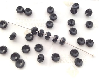 30 pieces Swarovski #5308 6mm Crystal Jet Black Rondelle Spacer Faceted Beads