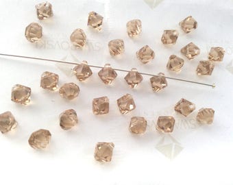 30 pieces Swarovski #6301 6mm Crystal Light Colorado Topaz Top Drilled Faceted Bicone Pendants Beads