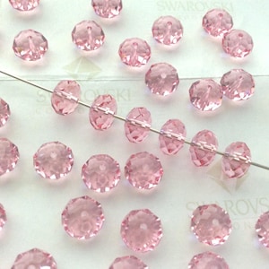 20 pieces Swarovski #5040 8mm Crystal Light Rose Briolette Rondelle Spacer Faceted Beads imagem 1