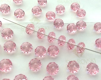 20 pieces Swarovski #5040 8mm Crystal Light Rose Briolette Rondelle Spacer Faceted Beads
