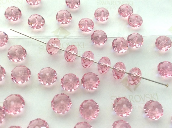 20 pieces Swarovski #5040 8mm Crystal Light Rose Briolette Rondelle Spacer Faceted Beads