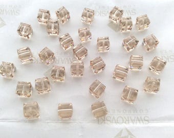 10 pieces Swarovski #5601 6mm Crystal Ceylon Topaz Square Cube Faceted Beads