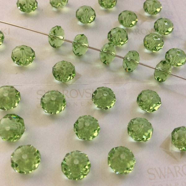 Swarovski #5040 Crystal Peridot Briolette Rondelle Spacer Faceted Beads 6mm 8mm