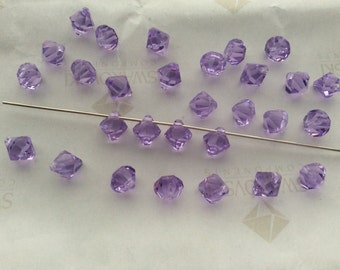 30 pieces Swarovski #6301 6mm Crystal Violet Top Drilled Faceted Bicone Pendants Beads