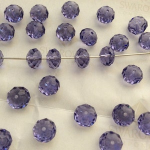 34 pieces Swarovski #5040 Crystal 8mm Tanzanite Briolette Rondelle Spacer Faceted Beads