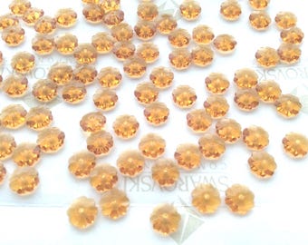 30 pieces Swarovski #3700 6mm Crystal Topaz Daisy Margarita Flower Unfoiled Sew- On Spacer Beads