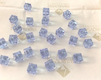 24 pieces Rare COLOR CHANGING Swarovski #5601 4mm Crystal Alexandrite Cube Square Faceted Beads