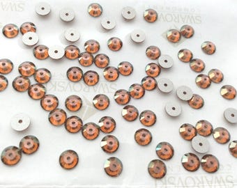 72 pieces Swarovski #3128 5mm Crystal Copper Lochrosen Round Center Hole Sew-On Rhinestones