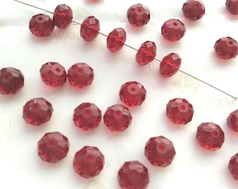 Swarovski #5040 Crystal Siam Briolette Rondelle Spacer Faceted Beads 6mm 8mm
