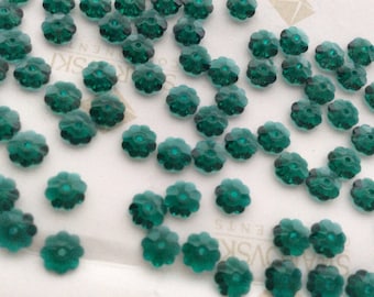 30 pieces Swarovski #3700 6mm Crystal Emerald Daisy Margarita Flower Unfoiled Sew- On Spacer Beads