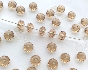 Swarovski #5040 Crystal Light Colorado Topaz Briolette Rondelle Spacer Faceted Beads 6mm 8mm