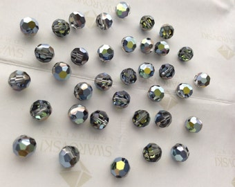 30 pieces Vintage Swarovski #5000 6mm Crystal Sahara Round Faceted Beads