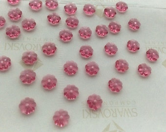30 pieces Swarovski #3700 6mm Crystal Rose Pink Daisy Margarita Flower Unfoiled Sew- On Spacer Beads