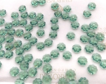 30 pieces Swarovski #3700 6mm Crystal Erinite Green Daisy Margarita Flower Unfoiled Sew- On Spacer Beads