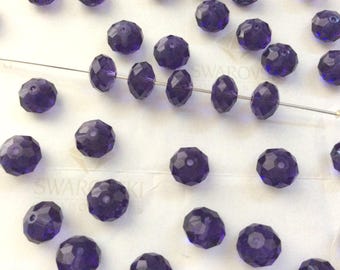 Swarovski #5040 Crystal Purple Velvet Briolette Rondelle Spacer Faceted Beads 6mm 8mm