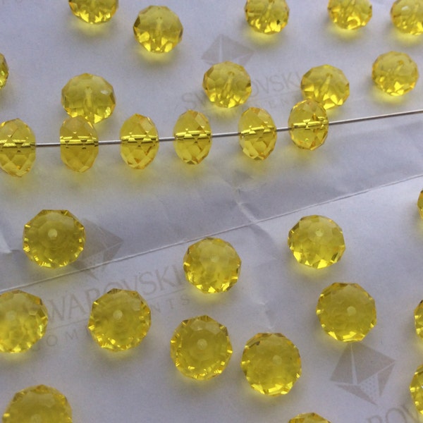 Swarovski #5040 Crystal Citrine Briolette Rondelle Spacer Faceted Beads 6mm 8mm