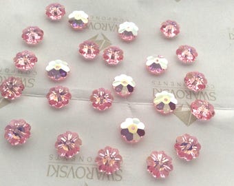 30 pieces Swarovski #3700 Crystal 6mm Light Rose AB Daisy Margarita Flower Unfoiled Sew- On Stones Spacer Beads