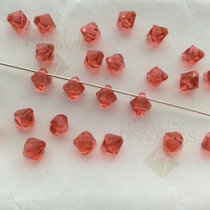 30 pieces Swarovski #6301 6mm Crystal Padparadscha Top Drilled Faceted Bicone Pendants Beads