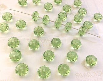 Swarovski #5040 Crystal Peridot Briolette Rondelle Spacer Faceted Beads 6mm 8mm