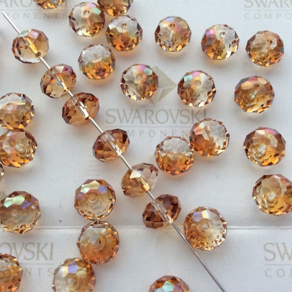 Swarovski #5040 Crystal Copper Briolette Rondelle Spacer Faceted Beads 6mm 8mm 12mm