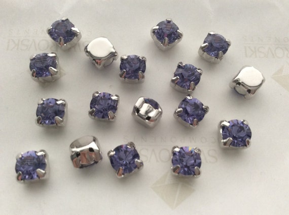 6 pcs Genuine Swarovski® Crystal #5040 Briolette Beads 8 mm Tanzanite AB