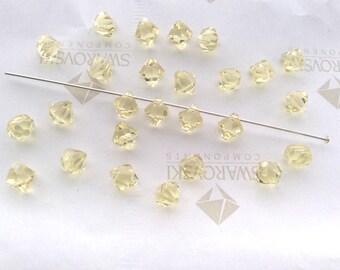 30 pieces Swarovski #6301 6mm Crystal Jonquil Top Drilled Faceted Bicone Pendants Beads