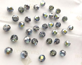 30 pieces Vintage Swarovski #5000 6mm Crystal Sahara Round Faceted Beads