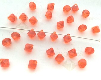 30 pieces Swarovski #6301 6mm Crystal Hyacinth Top Drilled Faceted Bicone Pendants Beads