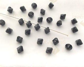 30 pieces Swarovski #6301 6mm Crystal Jet Black Top Drilled Faceted Bicone Pendants Beads