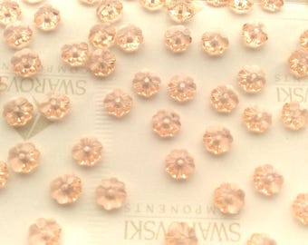 30 pieces Swarovski #3700 6mm Crystal Light Peach Daisy Margarita Flower Unfoiled Sew- On Spacer Beads