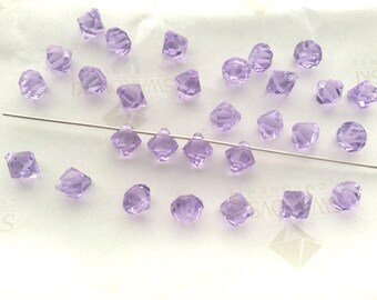 30 pieces Swarovski #6301 6mm Crystal Violet Top Drilled Faceted Bicone Pendants Beads