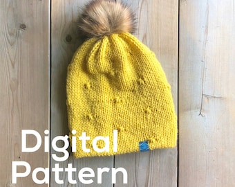 KNITTING PATTERN // REVERSIBLE // 6 Sizes /Newborn-Adult / Flower Knot Pattern